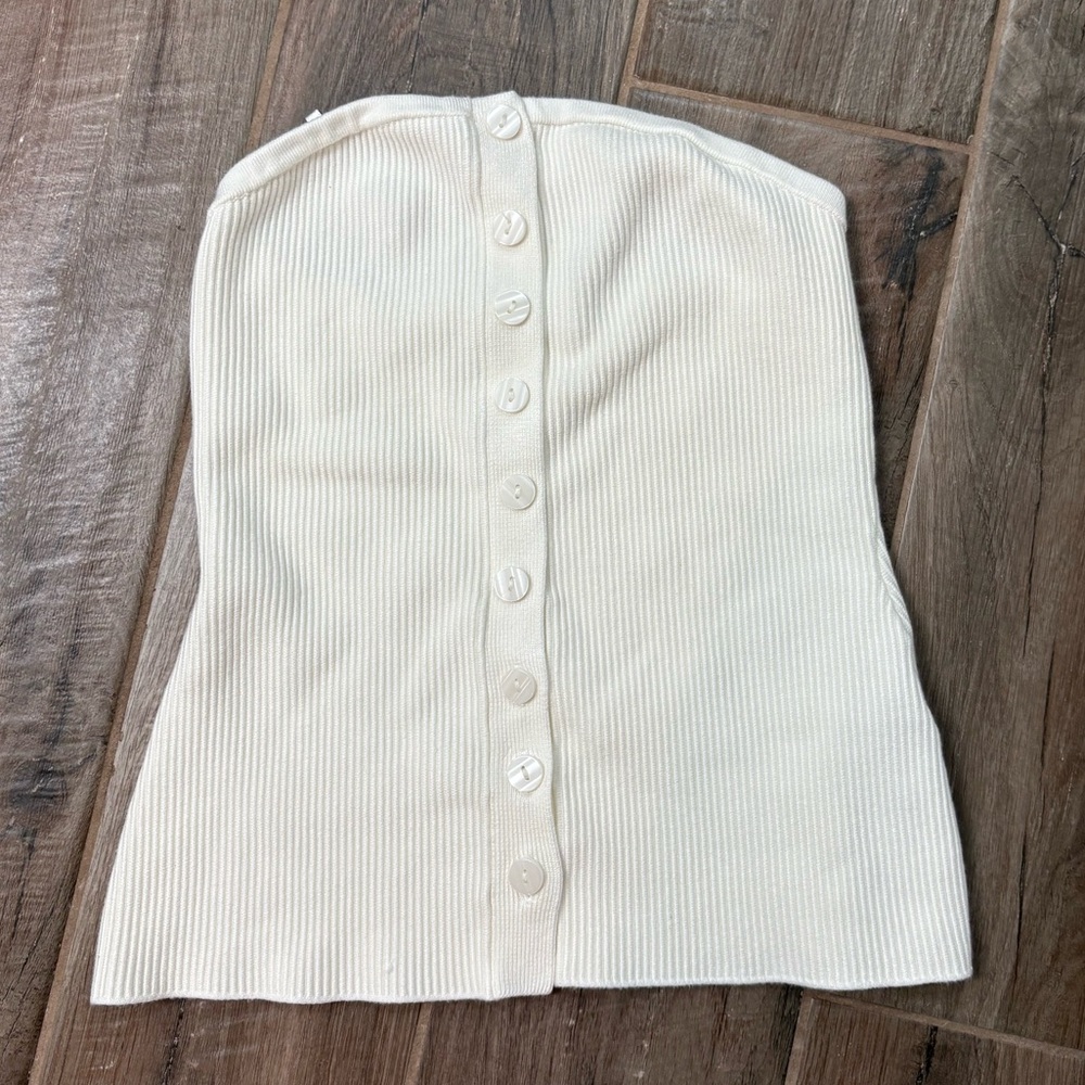 Abercrombie & Fitch White Ottoman Button Down Tube Top NWOT